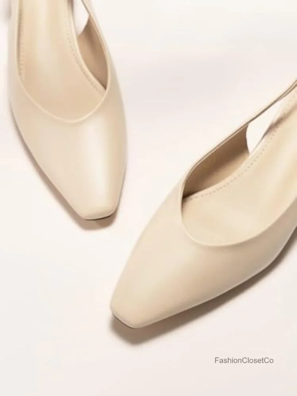 Faux Leather Chunky Low Heel Slingback Pumps Square Pointed Toe Work Office